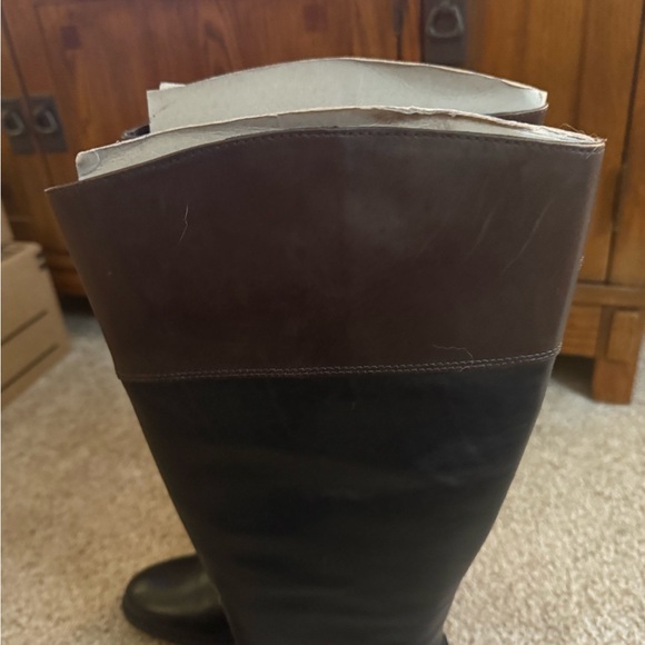 NEW Audrey Brooke Two Tone Leather Riding Boots, Size 7-1/2 Wide Calf - Picture 6 of 11